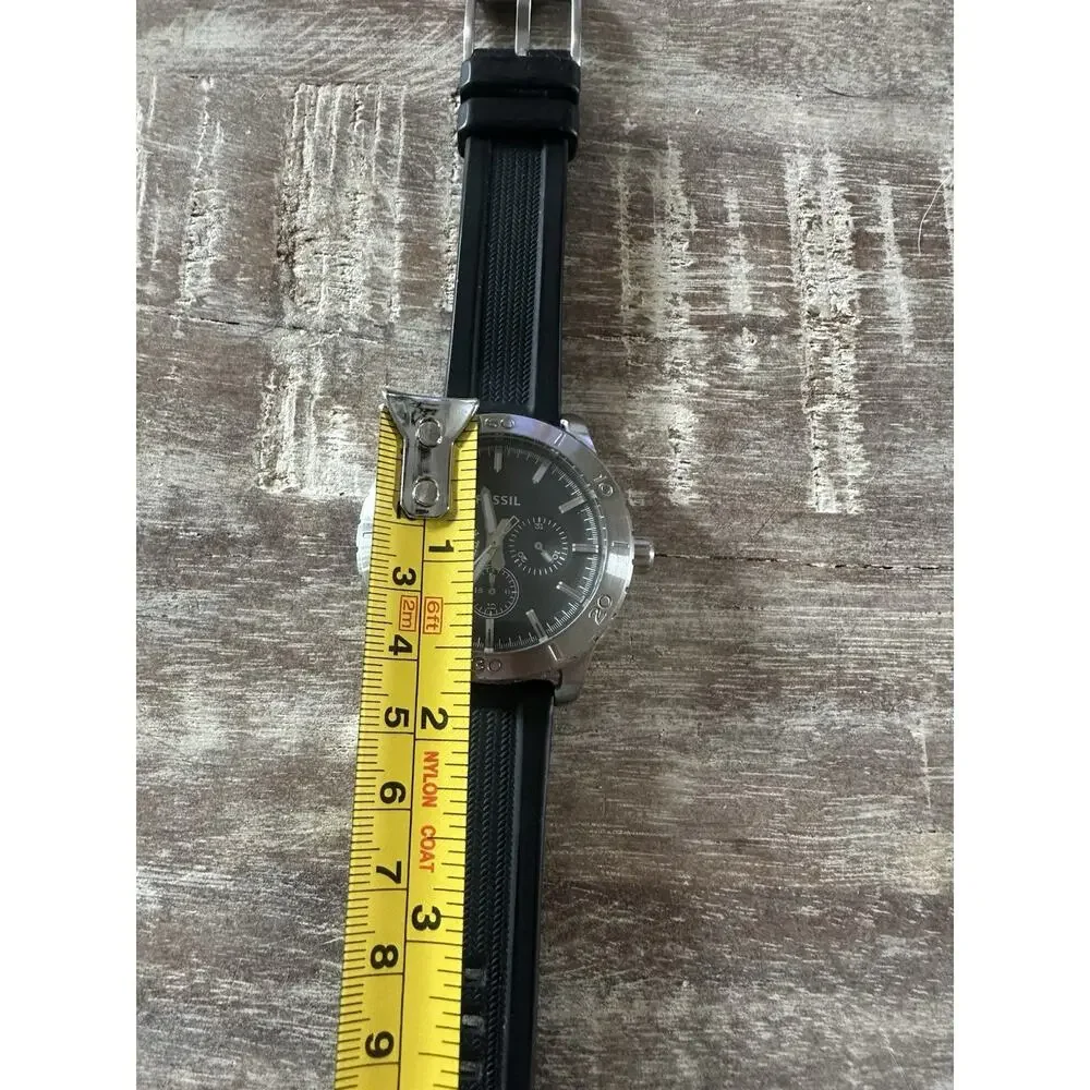 Fossil Watch BQ1471 Stainless Steel Chronograph New Battery Black Band